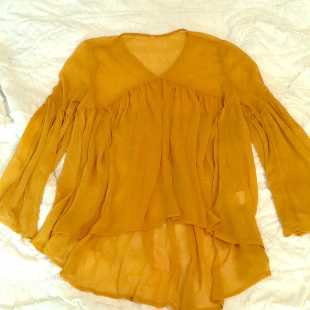 Mustard Sheer Top